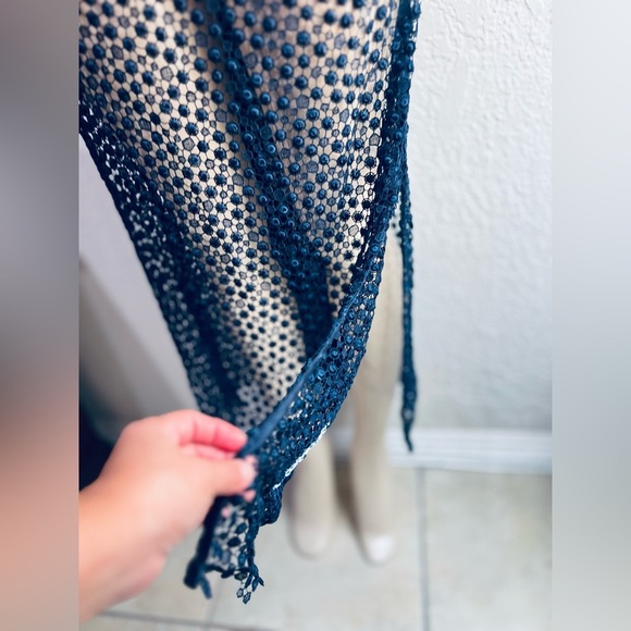 DEAN HUTCHINSON long sleeve midi dress size S/M fits dark blue color - Picture 6 of 14